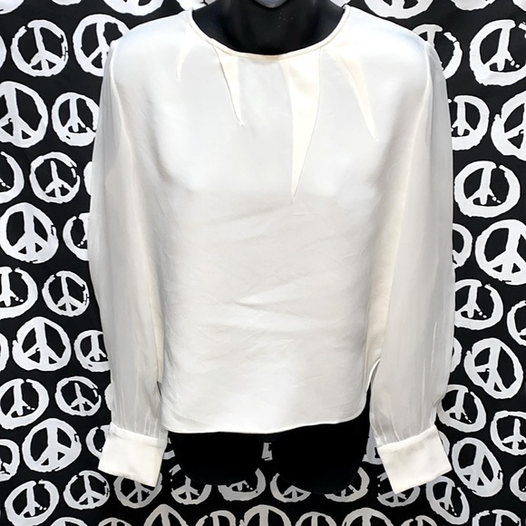 Marissa Webb Tops - SILK MARISSA WEBB CREAM LONG CHIFFON SLEEVE BLOUSE SZ 8